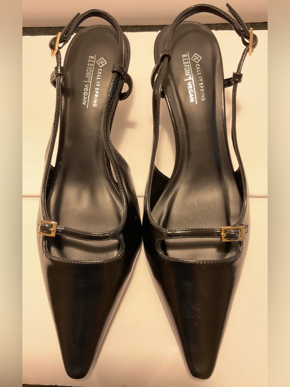 NWOT- Call It Spring ‘Darlingg’ Black Patent Slingback Heel Pumps, Sz 8